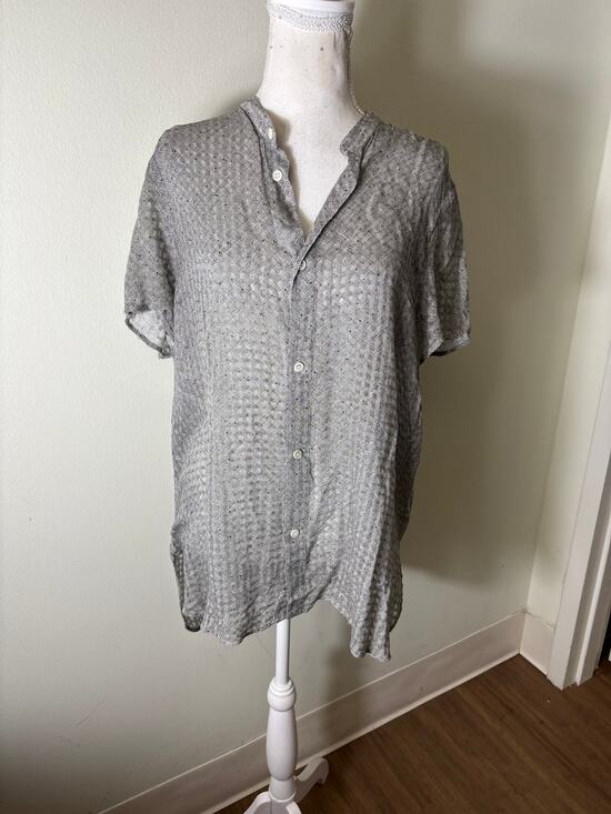 Billy Reid Tops - Billy Reid Black and White Dot Print Short Sleeve Shirt Sz M